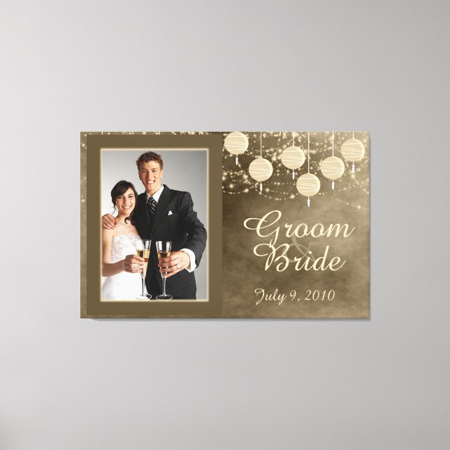 Lienzo Ivory Lanterns Boda Keepsake Canvas (Anverso)