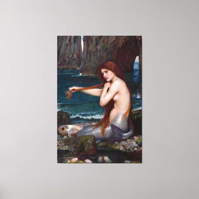 Lienzo J. WATERHOUSE - A MERMAID - 1900 - Pre-Raphaelites (Anverso)