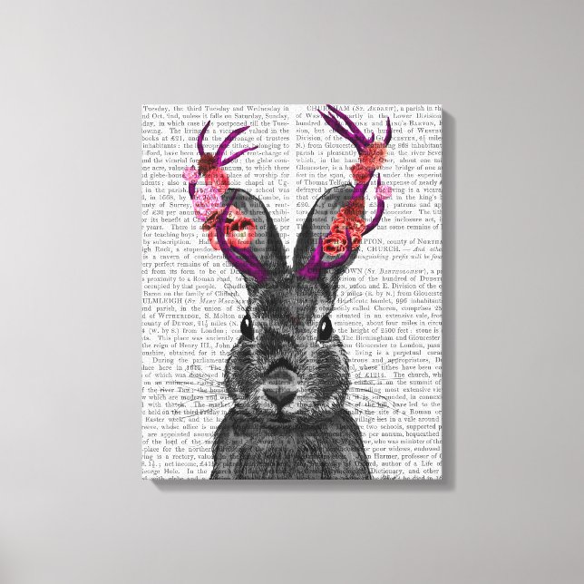 Lienzo Jackalope con anclas rosas (Anverso)