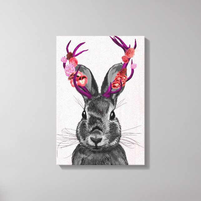 Lienzo Jackalope con anclas rosas (Anverso)