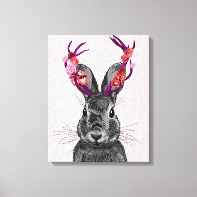 Lienzo Jackalope con anclas rosas (Anverso)