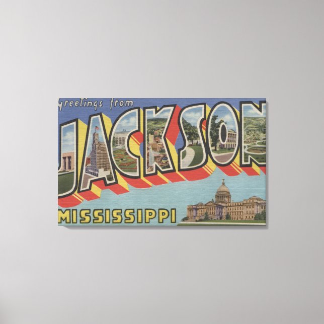 Lienzo Jackson, Mississippi - Escenas de letras grandes (Anverso)