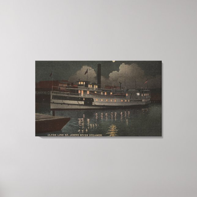 Lienzo Jacksonville, FL - Night View St. Johns River (Anverso)