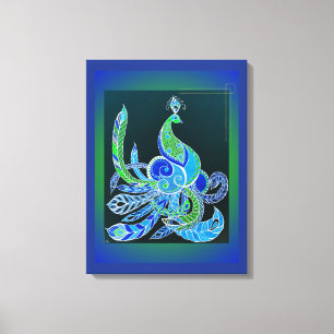 Lienzo Jade Majesty Elegant pavo real verde y azul
