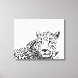 Lienzo Jaguar blanco y negro moderno de 20x16 pulgadas