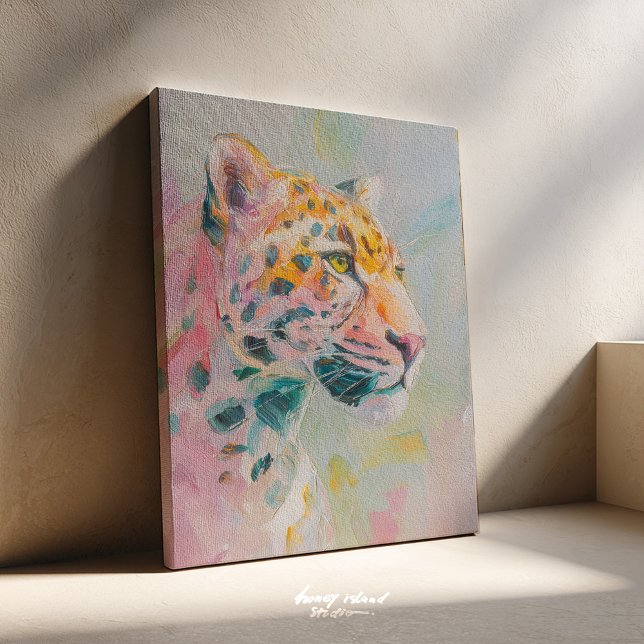 Lienzo Jaguar Painting – Wild Jungle Art Print, Tropical  (jaguar art print, wild animal art, jungle decor, tropical wall art, wildlife painting, exotic nature)