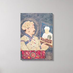Lienzo Jahangir que sostiene un retrato del emperador