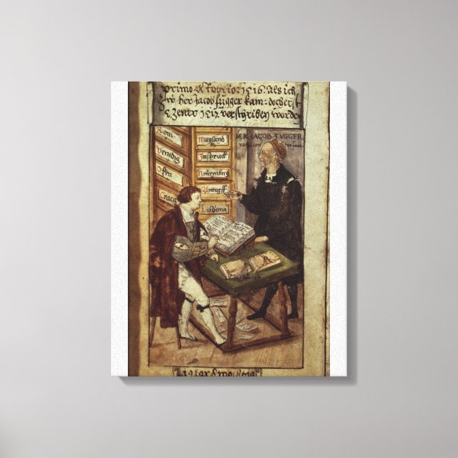 Lienzo Jakob Fugger en su oficina, 1518 (Anverso)
