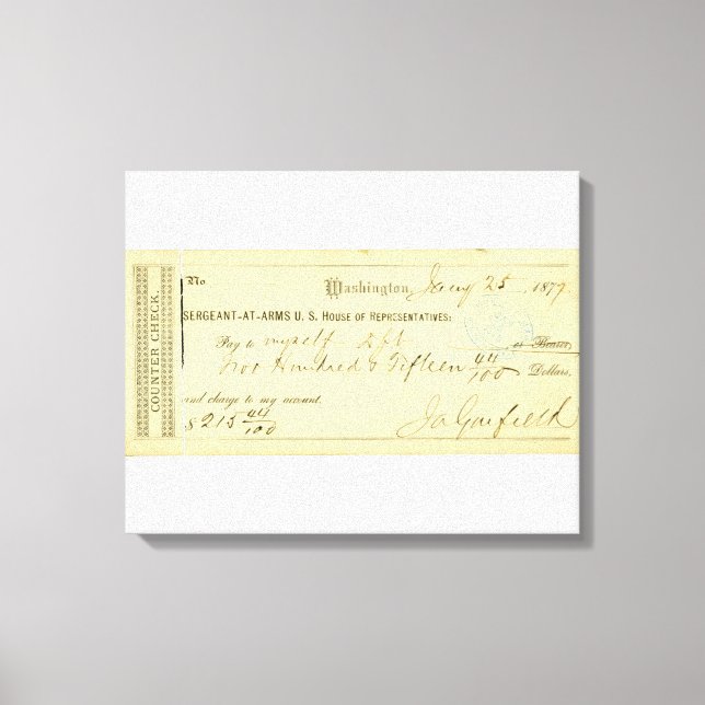 Lienzo James Garfield firmó cheque desde el 25 de enero d (Anverso)