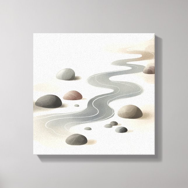 Lienzo Japandi River Flow Art for Calm Zen Interiors (Anverso)
