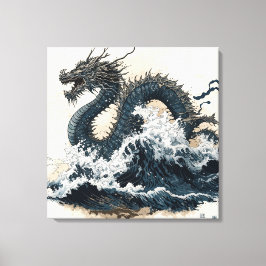 Lienzo Japanese dragon, Katsushika Hokusai style