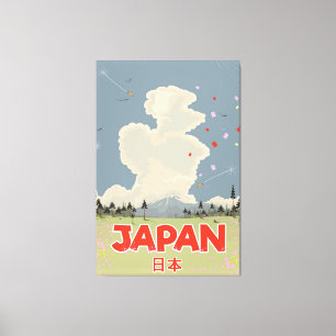 Lienzo Japón Monte Fiji estilo vintage cartoon