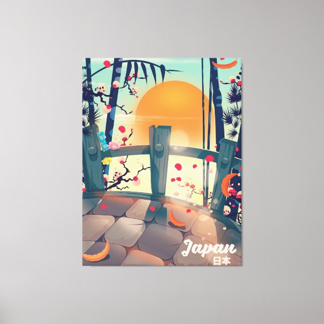 Lienzo Japón poster de vacaciones en flor de flores (Anverso)