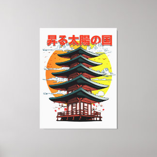 Lienzo japón, tierra del logo del templo del sol naciente