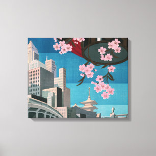Lienzo Japón Tokio Cartel de viaje japonés vintage