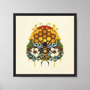 Lienzo Jardín Botánico de Panal Floral de Abeja Reina