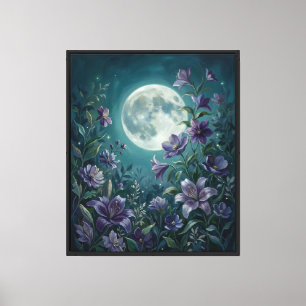 Lienzo Jardín Celestial — Flor Botánica a la Luz de la Lu
