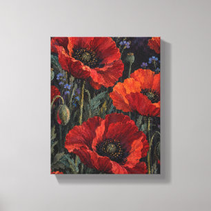 Lienzo Jardín de amapolas de medianoche: pintura floral t