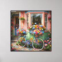 Jardín de Cabaña Caprichosa con Bicicleta Floral
