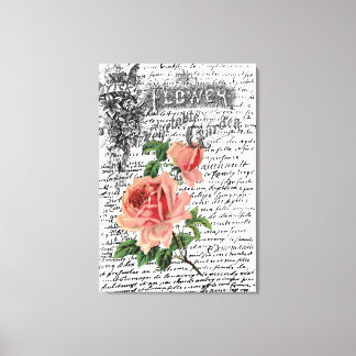 Lienzo Jardín de flores de la vieja rosa roja ARt