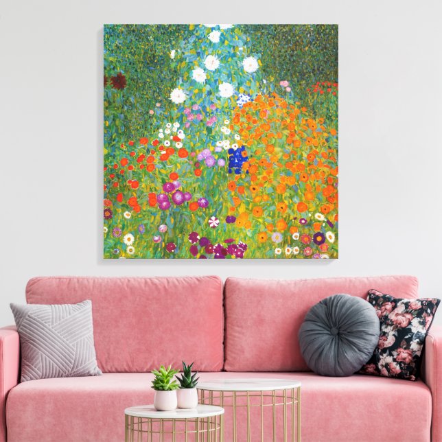 Lienzo Jardín de flores | Gustav Klimt (Insitu (Sala de estar))