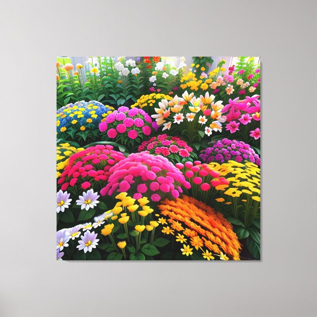 Lienzo Jardín de flores interior (Anverso)