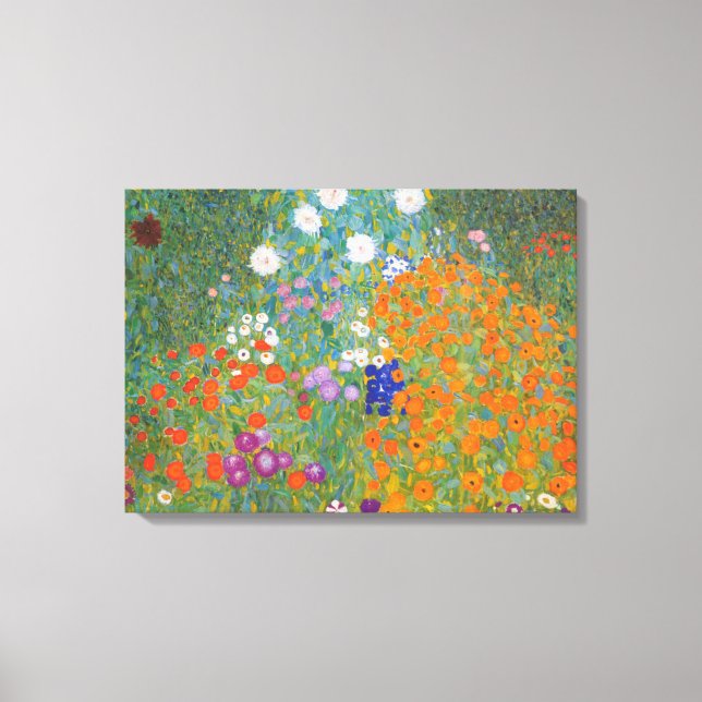 Lienzo Jardín de flores por Gustav Klimt (Anverso)