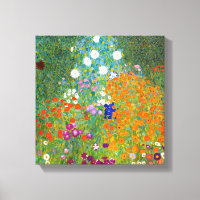 Jardín de flores por Gustav Klimt Canvas Print