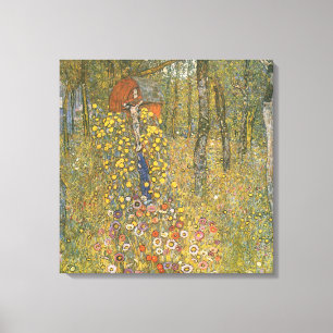 Lienzo Jardín de granja con crucifijo (por Gustav Klimt)