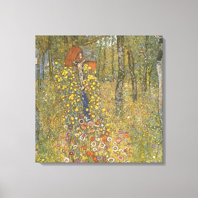 Lienzo Jardín de granja con crucifijo (por Gustav Klimt) (Anverso)