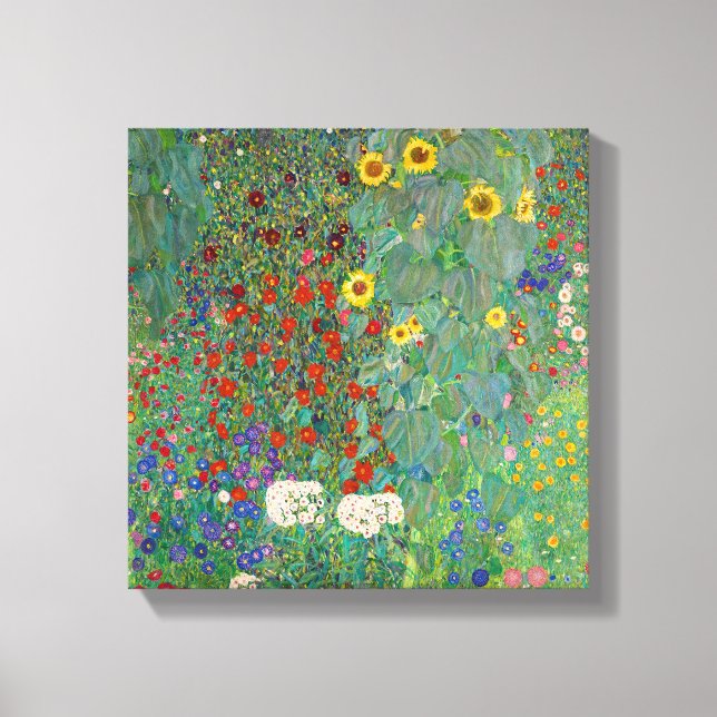 Lienzo Jardín de granja con girasoles por Gustav Klimt (Anverso)