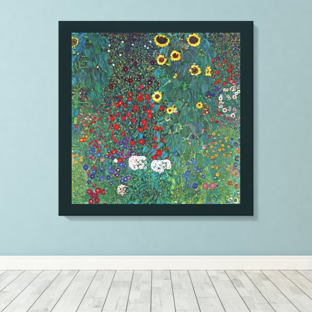 Lienzo Jardín de granjero con girasol de Klimt, flores vi (Insitu (piso de madera))