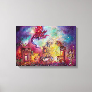 LIENZO JARDÍN DE LAS SOMBRAS PERDIDAS VOLANDO DRAGÓN ROJO