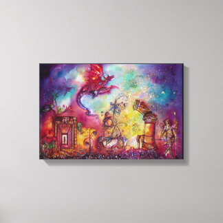 LIENZO JARDÍN DE LAS SOMBRAS PERDIDAS VOLANDO DRAGÓN ROJO