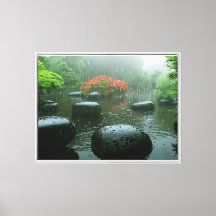 Jardín de lluvia zen con arce vibrante |