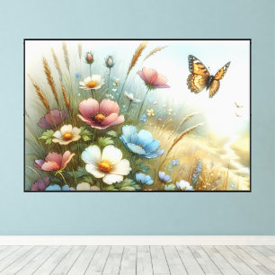 Lienzo Jardín de Mariposas del Prado de Flores Silvestres