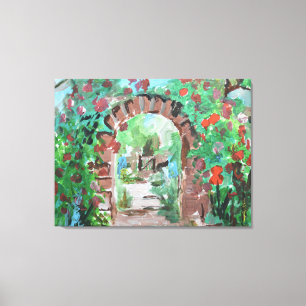 Lienzo Jardín de Rosas Arco de Piedra