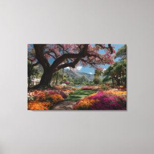 Lienzo Jardín del Paraíso del Árbol Florido Vibrante