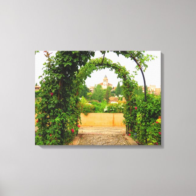 Lienzo Jardín en la Alhambra, Granada, España - Canvas (Anverso)