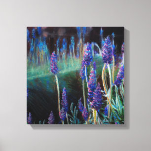 Lienzo Jardín junto al estanque en Crepúsculo