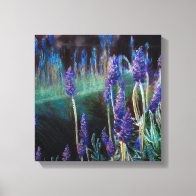 Lienzo Jardín junto al estanque en Crepúsculo (Anverso)