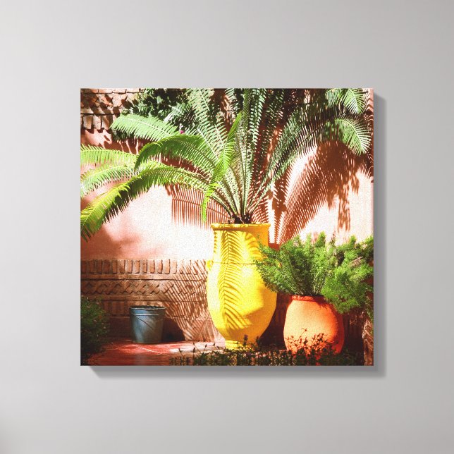 Lienzo Jardín marroquí - helecho en olla amarilla (Anverso)