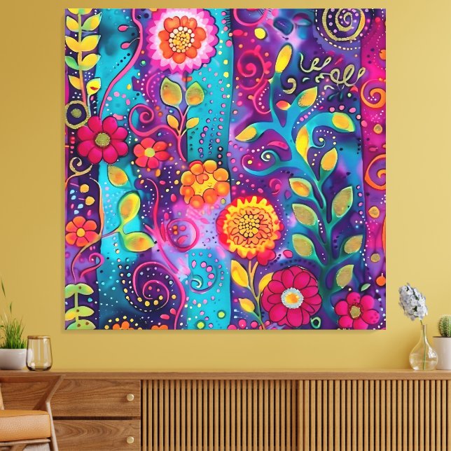 Lienzo Jardín Psicodélico – Capricho en Flor (Insitu (Sala de estar))