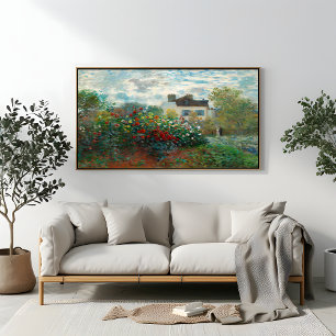 Lienzo Jardín Rosa de Cottage Paisaje del País Vintage