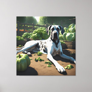 Lienzo Jardinería con un perro de Great Dane, uno en seri