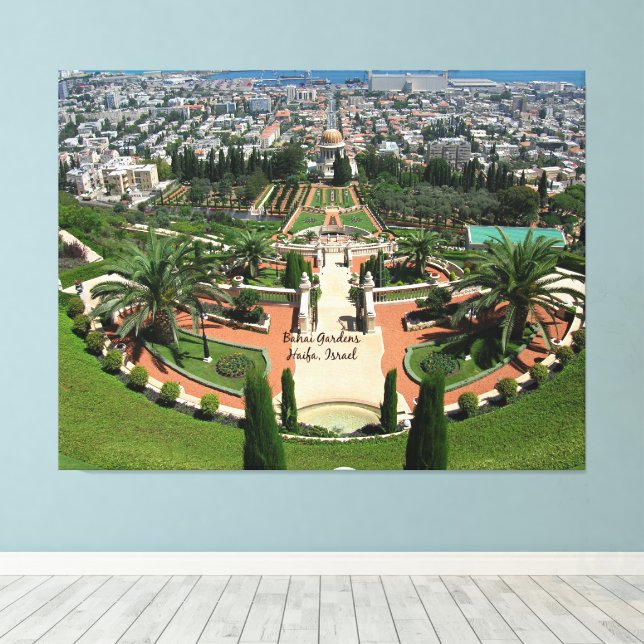 Lienzo Jardines Bahai en Haifa, Israel (Insitu (piso de madera))