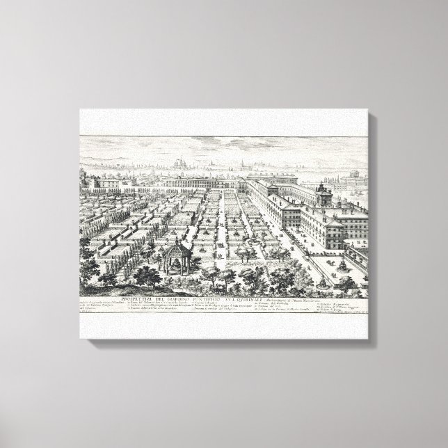Lienzo Jardines del Quirinale, de 'Li Giardini di Rom. (Anverso)