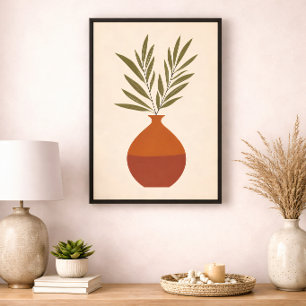 Lienzo Jarrón Botánico Minimalista Boho Terracota Neutra