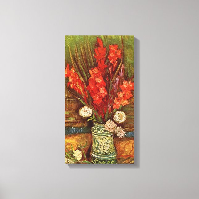 Lienzo Jarrón con gladiolos rojos de Vincent van Gogh  (Anverso)