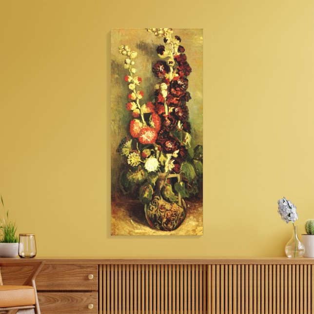 Lienzo Jarrón con malvarrosas de Vincent van Gogh (Insitu (Sala de estar))